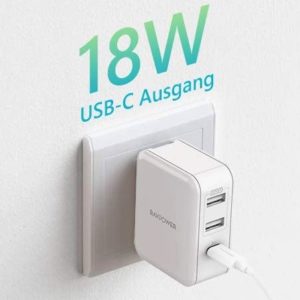 *Schnell!* RAVPower USB-C + 2x USB-A Ladegerät mit 18W &amp; Power Delivery 3.0 für 8,59€ (statt 14€)