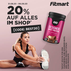 fitmart: 20% Rabatt auf ALLES - nur für kurze Zeit