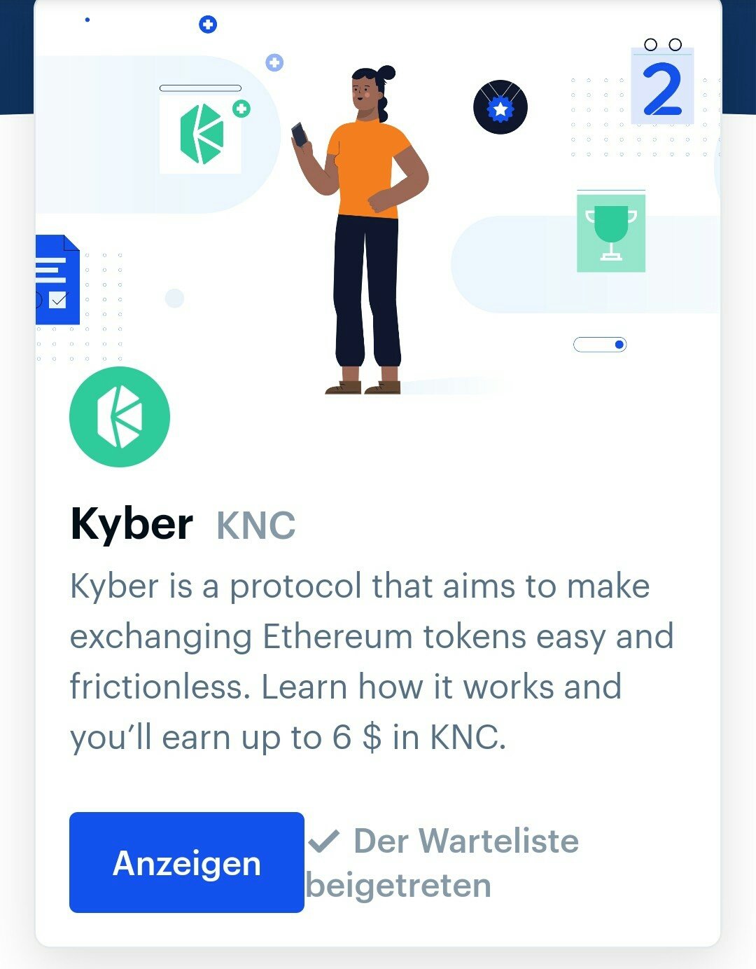 Coinbase Earn: 6$ Kyber-Network KNC (Kryptowährung) geschenkt