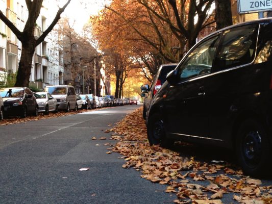 Autumn Leaves And Cars On Street