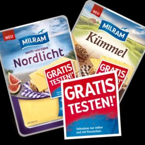 GRATIS "MILRAM Nordlicht" oder "Kümmel Käse" komplett kostenlos testen durch GzG