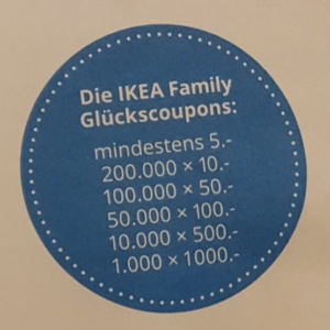 IKEA Glückscoupon (mind. 5€ - max. 1000€) für IKEA Family Mitglieder