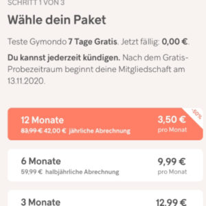 gymondo Angebot während Lockdown: 1 Jahr für 42€ (50% Rabatt)