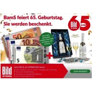🔥 HAMMER - 4x Bild am Sonntag für 9,80 Euro &#043; 65€ Geldprämie (BamS)