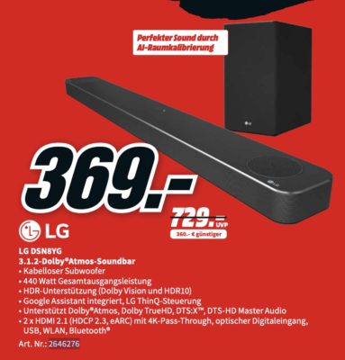 📺 LG DSN8YG Soundbar mit wireless 