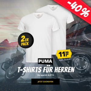 👕 2er Pack Puma T-Shirts mit V-Ausschnitt (100% Baumwolle) für 11,99€