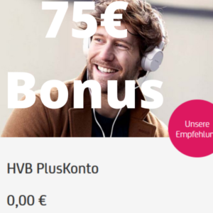 HVB PlusKonto: 2 Jahre kostenlos + 75€ Bonus (HypoVereinsbank)