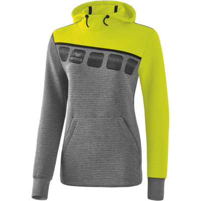 Erima 5-C Damen Kapuzen Sweatshirt Grau/Gelb