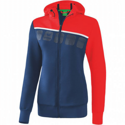 Erima 5-C Damen Trainingsjacke mit Kapuze Blau/Rot