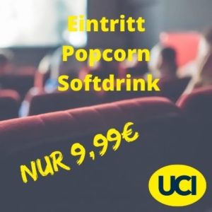 Groupon: 🎬  UCI Kinogutscheine + 🍿 Popcorn + 🥤 Getränk für 9,99€ - Wiedereröffnungsangebot