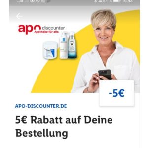 5 Euro Rabatt bei apo-discounter.de ab 25 Euro Einkauf mit der Lidl Plus App