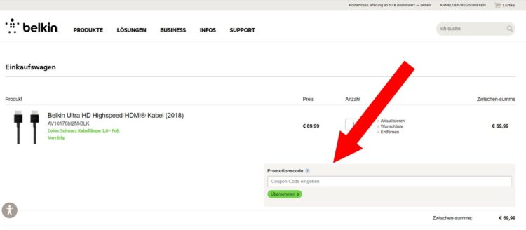 Belkin Gutschein einlösen