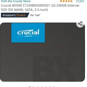 [SSD] Crucial BX500 240GB für 24,99€ (statt 31,59€) mit Amazon Prime