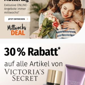 Müller Mittwochs Deal. z. B. 30% Rabatt auf Produkte von Victoria&#039;s Secret
