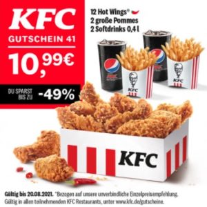 ⏰ endet heute! KFC Gutscheine - 4 Stück bis 20.08.21