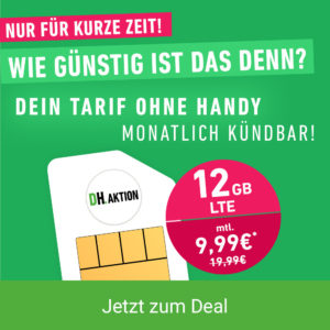 *Letzte Chance!* 💥 Mtl. kündbare 12GB LTE o2 Allnet für 9,99€/Monat (md o2 green LTE)