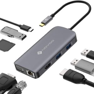👌 NOVOO 9-in-1 USB-C Hub für 25,99€ (1x USB-C / 3x USB 3.0 / HDMI / Ethernet / SD / VGA)