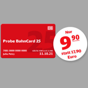 3 Monate Probe BahnCard 25 für 9,90€/19,90€  | BahnCard 50 für 71,90€/143€ (2./1. Klasse)