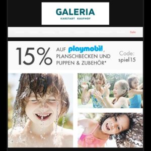 Galeria: 15% Rabatt auf Playmobil, Planschbecken, Puppen und Zubehör