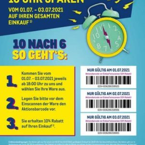 10% auf den gesamten Einkauf bei &#034;Happy Hour Aktion&#034; ab 18 Uhr bei Metro vom 01.-03.07.21