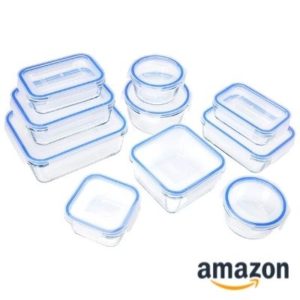 🥗 AmazonBasics: 10 Glasbehälter mit Deckel für Lebensmittel für 31,81€ - 3,18€ pro Dose (4,49€ bei IKEA)