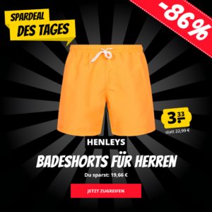 🩲 HENLEYS Apo Fluo Herren-Badeshorts für 3,33€ + 3,95€ Versand
