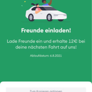 BOLT Fahrdienst: 15€ Startguthaben durch KWK (&#043; 15€ für Werber durch Freunde werben)