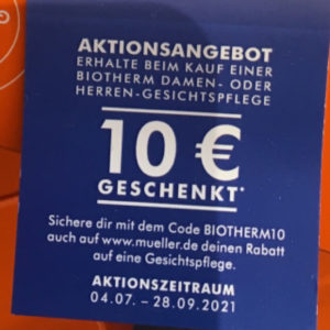 10€ Gutschein beim Kauf eines Biotherm Produktes Müller