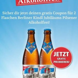 GRATIS 2 Flaschen Berliner Kindl Jubiläums Pilsener 0,5 ltr. Alkoholfrei mit Coupon von Couponplatz (in Berlin & Brandenburg & Niedersachsen & NRW ...)