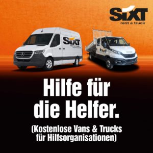GRATIS Vans & Trucks für Hilfsorganisationen bei Flutkatastrophe von Sixt