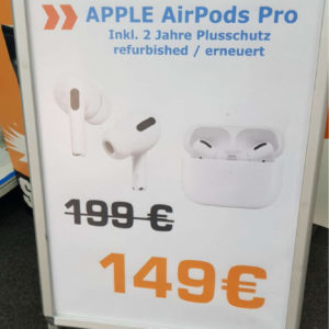 [Lokal München Saturn Stachus] Apple AirPods Pro Refurbished inkl. 2 Jahre Plusschutz für 149€