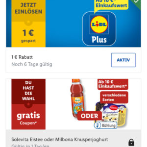 Lidl: ab Montag Eistee oder Knusperjoghurt gratis ab 10€ Einkaufswert