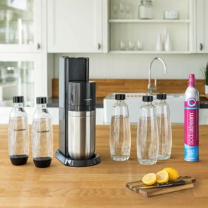 SodaStream Duo + Zylinder + 2x 1L Glasflaschen & 2x 1L Kunststoffflasche für 109,99€ (statt 187€)
