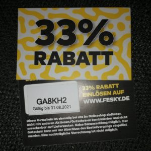 33 % Rabatt bei FESKY (bis 31.08.2021)