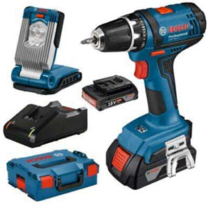 Bosch Akku-Bohrschrauber GSR 18-2-LI inkl. 2 Akkus 2,0 Ah &#043; GLI VariLED &#043; Ladegerät GAL 18V-40 (4A Ladestrom) und L-Boxx(eBay)