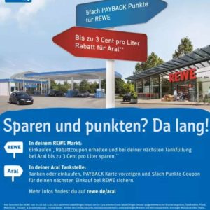 3 Cent/Liter bei Aral sparen bzw. 5-fach Payback Punkte bei Rewe vom 04.-17.10.21 bei Payback-Aral-Rewe-Aktion