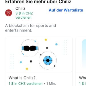 Coinbase 3$ (ca 2,50 €) in Chiliz (CHZ) verdienen