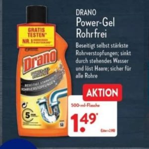 GRATIS Drano Power-Gel Rohrfrei testen durch Geld-zurück-Aktion *nur bei Aldi Nord*