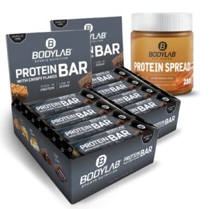 2 x Crispy Protein Bar (2x12x65g) + Protein Spread Salted Caramel Cocoa (250g) für 32,13€