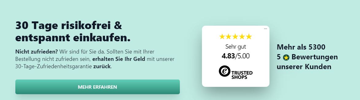 30 Tage Geld-zurück-Garantie