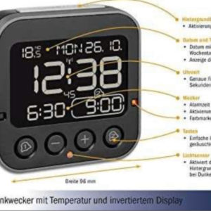 TFA Dostmann Bingo 2.0 digitaler Funk-Wecker, 60.2552.01, hohe Genauigkeit, Funkuhr, Temperaturanzeige, Datum( Amazon Prime)
