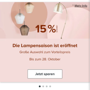Home24.de: 15% Rabatt auf ausgewählte Lampen.