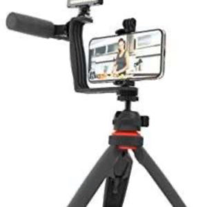 DigiPower Vlogging Set &#034;Superstar&#034; mit LED-Videoleuchte &#043; Mikrofon &#043; Handy Halterung &#043; Winkelhalterung mit zwei Blitzschuhadaptern (Amazon)