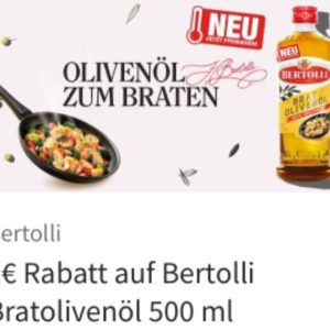 3x 1€ Probierrabatt Bertolli Bratolivenöl Cashback Coupies App