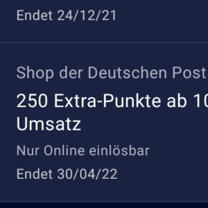 American Express Offers: 500 Extra-Punkte ab 10€ im Shop der Deutschen Post (DHL)