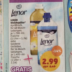 2 Lenor Weichspüler kaufen 3. gratis mitnehmen- bei Penny