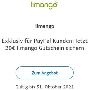 ⏰ *20€-Gutschein* für *Limango* mit PayPal bis 31.10.21