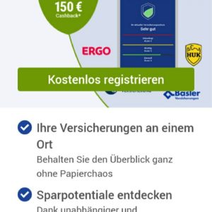 Bis zu 150 Euro Cashback mit asuro Versicherungsmanager i. V. m. GMX