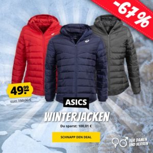 ASICS Hooded Winterjacke für Damen und Herren für 49,99€.