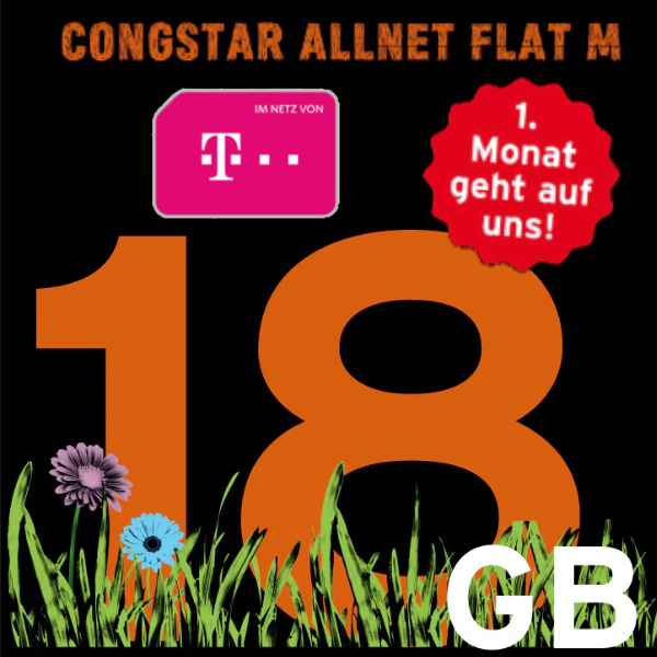 Endet: 1. Monat GRATIS! 💥 mtl. kündbare 18GB LTE Telekom Allnet für 22€/Monat (mit 50 Mbit/s - Congstar Allnet Flat M)